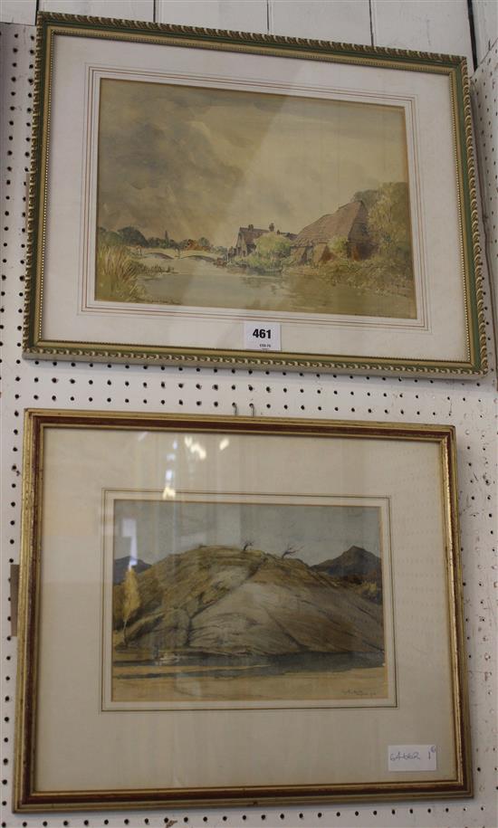 Martin Hardie, watercolour, Arquata, signed and dated 1918 & an ink & watercolour drawing by Montague Webb